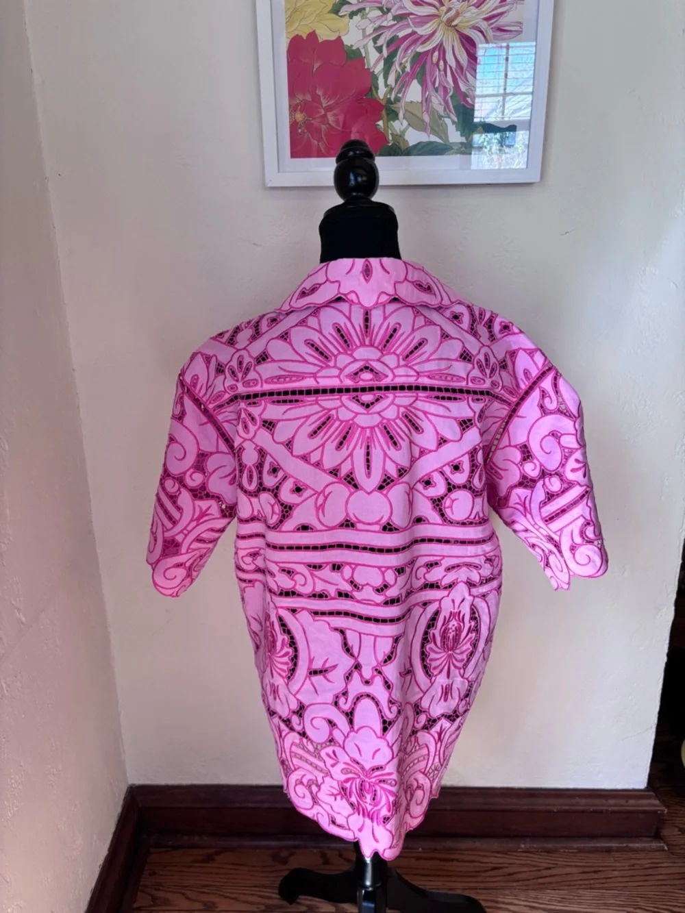 Zimmermann pink cut out lace oversized button down Medium - Picture 4 of 6